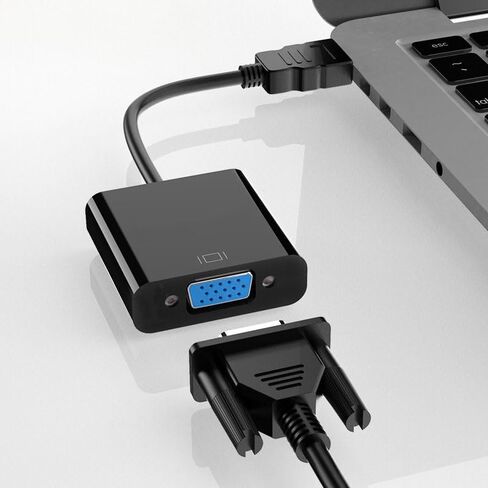 HDMI إلى VGA مع صوت، محول HDMI إلى VGA نشط مطلي بالذهب مع كابل طاقة Micro USB، التوصيل والتشغيل للكمبيوتر/سطح المكتب/الكمبيوتر المحمول/الكمبيوتر الشخصي/جهاز العرض/التلفزيون عالي الدقة، أسود in Saudi Arabia