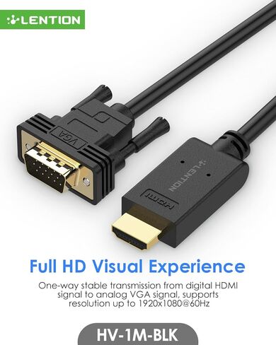 HDMI to VGA Adapter Cable, 1M, Black in Saudi Arabia