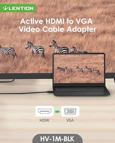 HDMI to VGA Adapter Cable, 1M, Black in Saudi Arabia