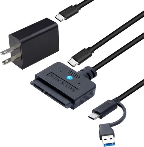 محول USB 3.0 إلى SATA، محول محرك الأقراص الصلبة USB A & Type C 2.5/3.5 بوصة مع مصدر طاقة 30 وات، نقل عالي السرعة UASP 5 جيجابت في الثانية، التوصيل والتشغيل لنظام التشغيل Windows/Mac/Linux (كابل 3.2 قدم) in Kuwait