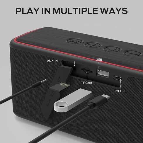 Monster Shock Plus Bluetooth Speaker, Portable Speaker with 30W Loud Stereo Sound, Bluetooth 6.0, TWS Pairing, 15H Playtime, Support AUX/TF Card, IPX6 Waterproof Wireless Speakers for Outdoor, Home in Saudi Arabia