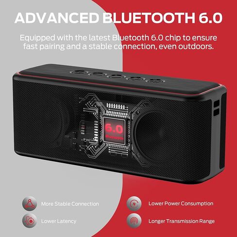 Monster Shock Plus Bluetooth Speaker, Portable Speaker with 30W Loud Stereo Sound, Bluetooth 6.0, TWS Pairing, 15H Playtime, Support AUX/TF Card, IPX6 Waterproof Wireless Speakers for Outdoor, Home in Saudi Arabia
