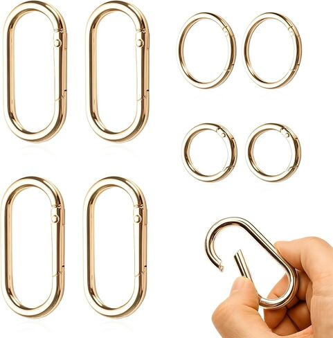 10PCS Gold Key Ring Clip,Round Carabiner Clip,Metal Spring O Rings for Keys,Buckle, Bags, Purses - Key Chain Hooks Replacement Keychains Lanyard DIY Crafts in Saudi Arabia