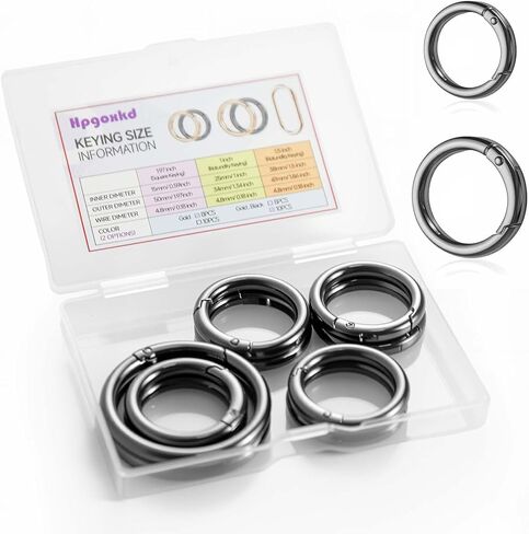 10PCS Gold Key Ring Clip,Round Carabiner Clip,Metal Spring O Rings for Keys,Buckle, Bags, Purses - Key Chain Hooks Replacement Keychains Lanyard DIY Crafts in Saudi Arabia