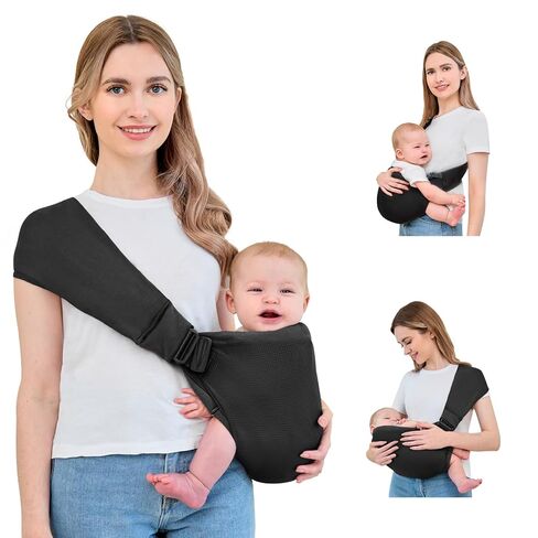 Baby Sling Carrier, Baby Carrier Newborn to Toddler, Mesh Toddler Carrier, Lightweight Breathable Summer Baby Wraps Carrier, Baby Carriers One Size Fits All (Black) in Saudi Arabia