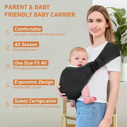 Baby Sling Carrier, Baby Carrier Newborn to Toddler, Mesh Toddler Carrier, Lightweight Breathable Summer Baby Wraps Carrier, Baby Carriers One Size Fits All (Black) in Saudi Arabia