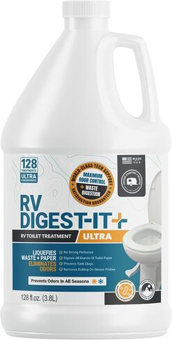 إعادة تعبئة معالجة المراحيض RV Digest-It Ultra RV الفريدة من نوعها، 128 استخدامًا، مركز للغاية - يزيل الروائح ويسيل النفايات، معالجة خزان الإنزيم الحيوي، قد تختلف العبوة (128 أونصة) in Saudi Arabia