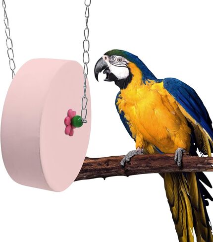Bird Beak Grinding Stone – Large Blue Cylinder Parrot Chew Toy with Metal Hanging Chain – Cage Accessory for Macaws, African Greys, Cockatiels & Medium to Large Birds in Saudi Arabia