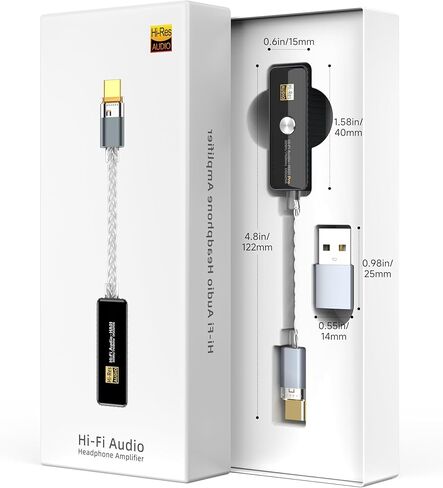 مضخم سماعة رأس USB C DAC، دونجل محول صوت محمول 3.5 مم، عالي الدقة 32 بت/768 كيلو هرتز PCM/DSD256 يدعم الهواتف الذكية التي تعمل بنظام Android وأجهزة الكمبيوتر المحمولة وأجهزة الكمبيوتر الشخصية ومشغلات الموسيقى وأجهزة USB-C الأخرى in Kuwait