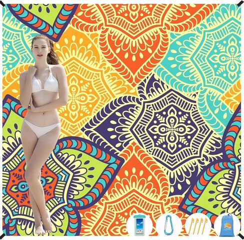 Beach Blanket Waterproof Sandproof 1-7 Adult Oversized 78 '' × 81 '' Lightweight Durable Compact Sand Free Beach Mat for Travel Camping Hiking Picnic Blanket in Saudi Arabia
