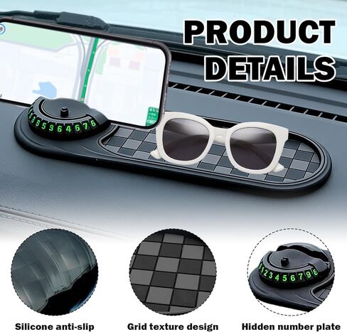 حصيرة سيارة متعددة الوظائف مضادة للانزلاق، حصيرة سيارة متعددة الوظائف مضادة للانزلاق، متعددة الوظائف - لوحة قيادة عالمية غير قابلة للانزلاق لتأمين الهاتف، مفاتيح للقيادة الآمنة والمنظمة in Kuwait