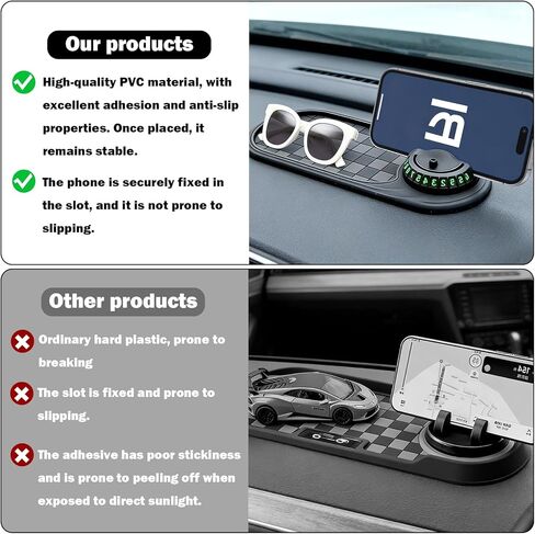 حصيرة سيارة متعددة الوظائف مضادة للانزلاق، حصيرة سيارة متعددة الوظائف مضادة للانزلاق، متعددة الوظائف - لوحة قيادة عالمية غير قابلة للانزلاق لتأمين الهاتف، مفاتيح للقيادة الآمنة والمنظمة in Kuwait