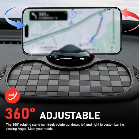 Car Dashboard Mat, 9.2" x 7" Anti-Slip Pad with Parking Number Sign and Rotatable Phone Holder, Large Storage Tray for Phone Sunglass Key, Universal Multifunction Organizer for Car (Black) in Saudi Arabia