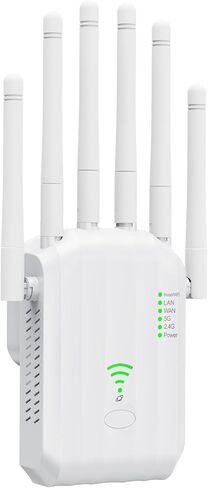 WiFi 6 Extender, AX1900 Dual Band WiFi Booster with 6 High-Gain Antennas, Covers Up to 12000 Sq.Ft for 105+ Devices. Features Gigabit Ethernet Port & Easy Setup for Seamless Whole Home Mesh WiFi in Kuwait