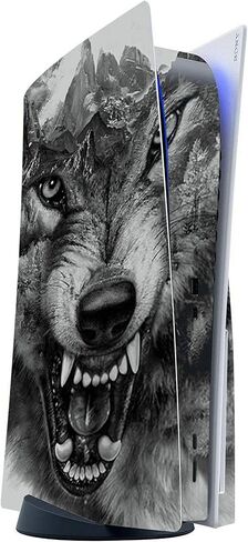 ITS A Skin Skins Compatible with Sony Playstation 5 Console Disc Edition - Protective Decal Overlay Stickers wrap Cover - Angry Wolf Growling Mountains in Saudi Arabia