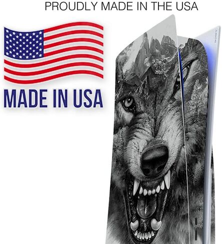 ITS A Skin Skins Compatible with Sony Playstation 5 Console Disc Edition - Protective Decal Overlay Stickers wrap Cover - Angry Wolf Growling Mountains in Saudi Arabia