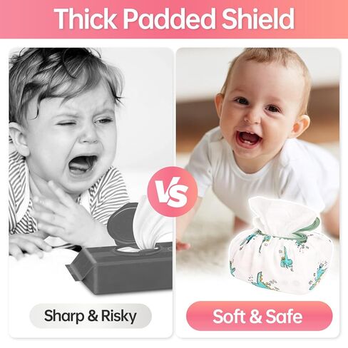 3 قطع من أغطية مناديل الأطفال - حجم عالمي، حقيبة حامل مناديل من نسيج قطن الموسلين قابلة لإعادة الاستخدام للأولاد والبنات (ديناصور، قوس قزح، دب) in Kuwait