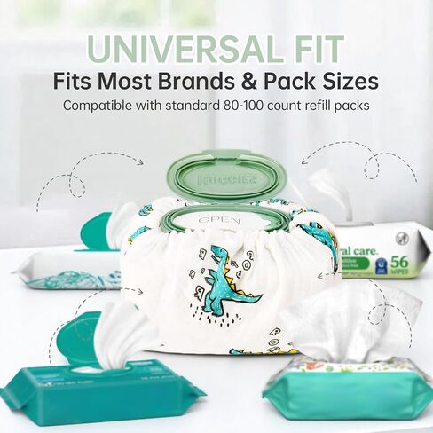 3 قطع من أغطية مناديل الأطفال - حجم عالمي، حقيبة حامل مناديل من نسيج قطن الموسلين قابلة لإعادة الاستخدام للأولاد والبنات (ديناصور، قوس قزح، دب) in Kuwait