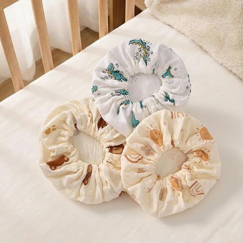 3 قطع من أغطية مناديل الأطفال - حجم عالمي، حقيبة حامل مناديل من نسيج قطن الموسلين قابلة لإعادة الاستخدام للأولاد والبنات (ديناصور، قوس قزح، دب) in Kuwait