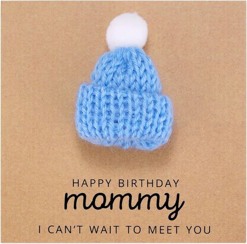 Ukodnus Baby Boy Reveal Mommy to Be Birthday Card with Blue Knitted Hat, Happy Birthday Mommy from the Bump, Pregnant Mom Gift for Expecting Mother, Pregnancy Birthdays Card for Wife in Saudi Arabia