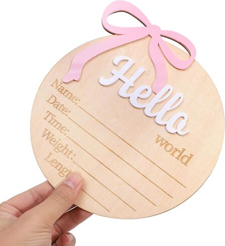Hello World Birth Announcement - Bow Baby Girl Announcement Sign,Hello World Baby Girl Hospital Sign with Bow(Bow-1) in Saudi Arabia