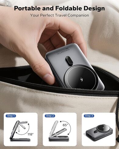 KPON Foldable 3in1 Charging Station for Magsafe, Travel Phone and Watch Charger for Apple, Wireless Charging Dock for Multiple Devices iPhone 17 16 15 14 13 12 Series/Apple Watch/Airpods in Saudi Arabia
