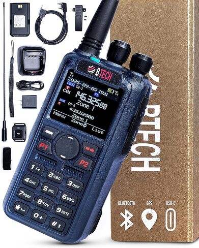 BTECH DA-7X2 ثنائي النطاق DMR رقمي + راديو تناظري محمول، استقبال مزدوج حقيقي VHF/UHF، ذروة 7 وات، نطاق AM Airband (108–136) + بث FM RX، مكرر النطاق المتقاطع، تسجيل، صوت متقدم in Kuwait