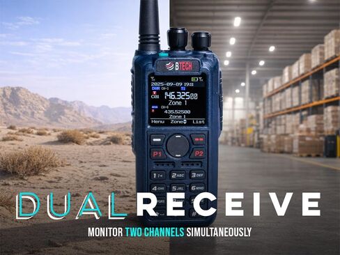 BTECH DA-7X2 ثنائي النطاق DMR رقمي + راديو تناظري محمول، استقبال مزدوج حقيقي VHF/UHF، ذروة 7 وات، نطاق AM Airband (108–136) + بث FM RX، مكرر النطاق المتقاطع، تسجيل، صوت متقدم in Kuwait