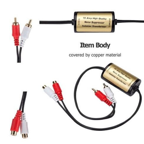 2 قطعة 15A المزدوج RCA الأرض حلقة المعزل 2-قناة الصوت مرشح الضوضاء مطلية بالذهب 35x65 مللي متر الجسم الأسود 5in أسلاك الإدخال/الإخراج in Kuwait