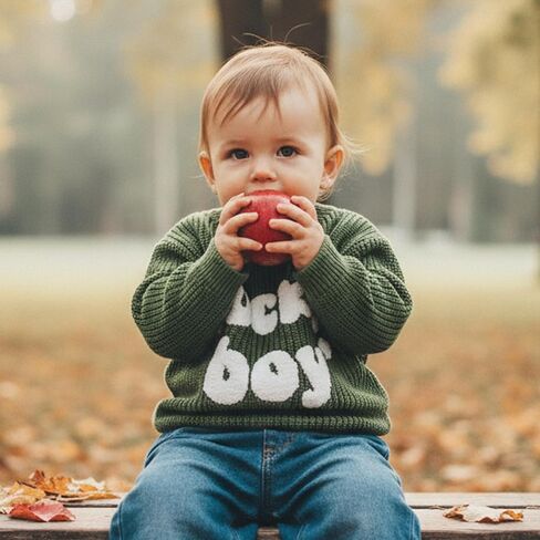 Toddler Baby Boy St Patricks Day Clothes Lucky Boy Embroidery Sweater Warm Crewneck Long Sleeve Knit Pullover Tops in Kuwait