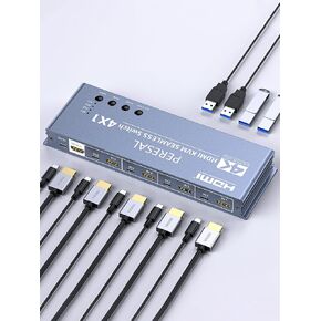 USB 3.0 HDMI KVM Switch 2 Monitors 2 Computers, 8K@60Hz Dual Mode Switching, with 3 USB 3.0 Port, Desktop Controller and 2 USB Cables in Kuwait