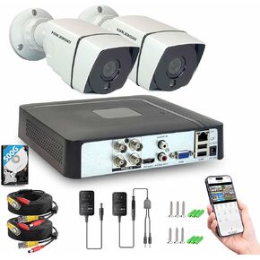 نظام كاميرا أمان 4CH 1080P خارجي داخلي مع كشف الحركة، رؤية ليلية، مع محرك أقراص ثابتة سعة 500 جيجابايت، قطعتان من كاميرات المراقبة عالية الدقة 1080P 1920TVL، للتسجيل المنزلي على مدار الساعة طوال أيام الأسبوع in Kuwait