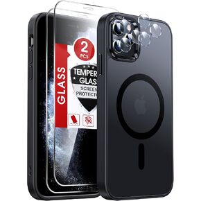 LeYi for iPhone-11 Phone Case with Screen Protector X2 + Camera Cover X2, Compatible with MagSafe Magnetic Funda para i Phone 11case Military Grade Protective Women Men Cases ipone 11, Black in Kuwait