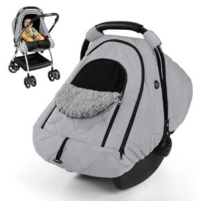 Baby Car Seat Cover Winter, Waterproof Baby Carseat Cover for Girl Boy with Mesh, Warm Fleece Infant Car Seat Cover, Breathable Car Seat Cover for Babies, Double Windows Carseat Canopy Covers, Black in Saudi Arabia