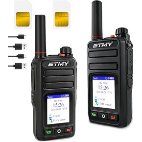 راديو ETMY الخلوي للدفع والتحدث ثنائي الاتجاه غير محدود - تغطية 4G LTE على الصعيد الوطني، أجهزة اتصال لاسلكية طويلة المدى، خدمة بيانات مجانية مدى الحياة للجهاز - عبوتان in Kuwait