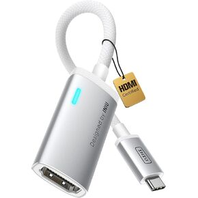 محول INIU USB C إلى HDMI (4K@60 هرتز)، محول USB-C (4K HDMI)، لجهاز MacBook Pro، MacBook Air، iPad Pro، iMac، iPhone 17 16 Pro Max، Pixelbook، Surface Pro، Dell، XPS، Galaxy، أبيض in Kuwait
