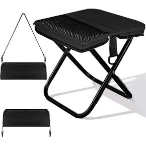Ultra-Thin Portable Folding Stool - 1.97" Slim Fold, 0.99LB Lightweight, 200LB Capacity Camping Chair for Adults, Compact Collapsible Seat for Outdoor Fishing, Hiking, Events & Queue（Black） in Saudi Arabia