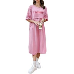 Maternity Dress - Nursing Breastfeeding Dress for Pregnant Women, Knee-Length Short Sleeve Casual in Saudi Arabia