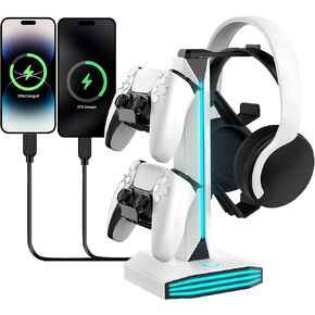 حامل وحدة تحكم الألعاب العالمية، حامل سماعة رأس بإضاءة RGB متعدد الألوان لجهاز PS5، وXbox، ومنظم مكتب التبديل in Kuwait
