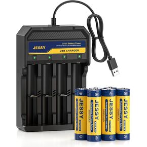 3.7Volt Rechargeable Battery Charger Set, 3.7Volt Rechargeable Battery Button Top 3000mAh for Flashlights, Headlamp(6Pack Batteries Button Top+Charger) in Kuwait