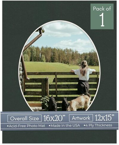 CountryArtHouse Baby Blue Acid Free 16x20 Oval Picture Frame Mat with White Core Bevel Cut for 12x15 Pictures - Fits 16x20 Frame - Pack of 1 Matboard in Saudi Arabia