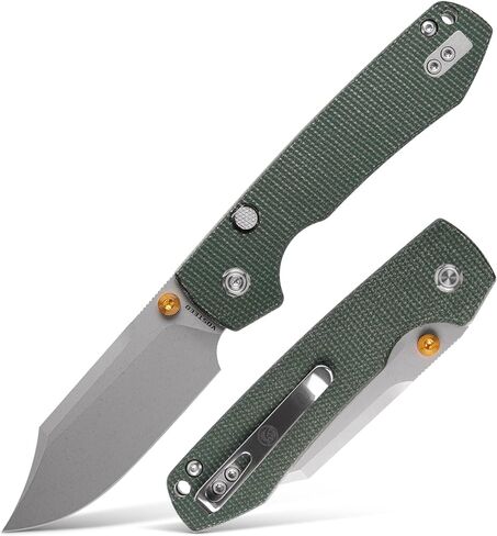 سكين Vosteed Raccoon2.0 Bowie EDC - شفرة فولاذية 3.25 بوصة 14C28N، قفل بطانة علوي بمقبض ميكارتا - سكاكين بقاء للتخييم - A2910 in Kuwait