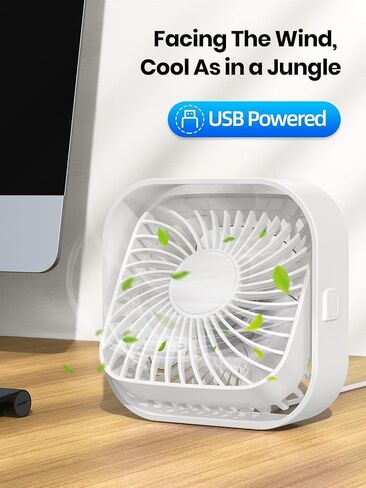 مروحة مكتب USB، [تدفق هواء قوي] مروحة طاولة شخصية محمولة مع 3 سرعات، دوران 360 درجة، مروحة تبريد صغيرة هادئة لسطح المكتب وغرفة النوم والمنزل (تعمل بمنفذ USB) in Saudi Arabia