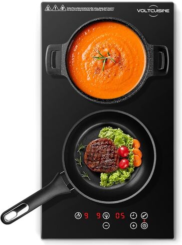 موقد حثي مزدوج بقوة 1800 واط، لوحة ذات أنماط متقاطعة صغيرة، مناطق طهي 2 × 900 واط، تحكم باللمس، 8 مستويات طاقة، مؤقت من 1 إلى 99 دقيقة، زجاج سيراميك متين للأواني المغناطيسية in Kuwait