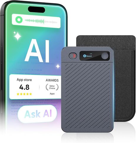 AI Voice Recorder, 64GB Note Taking Device w/Magnetic Case, App Control, AI Technology Transcribe & Summarize Free, 121 Languages, 45H Battery, Audio Recorder for Lectures Meetings Calls in Saudi Arabia