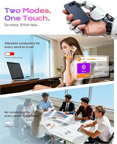 AI Voice Recorder, 64GB Note Taking Device w/Magnetic Case, App Control, AI Technology Transcribe & Summarize Free, 121 Languages, 45H Battery, Audio Recorder for Lectures Meetings Calls in Saudi Arabia