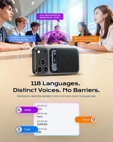 AI Voice Recorder, 64GB Note Taking Device w/Magnetic Case, App Control, AI Technology Transcribe & Summarize Free, 121 Languages, 45H Battery, Audio Recorder for Lectures Meetings Calls in Saudi Arabia
