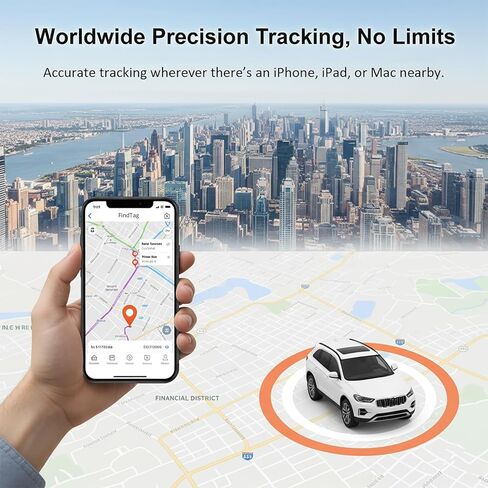 Car Tracker Compatible with Apple Find My(iOS Only)Mini Item GPS Tracking Device with Hidden Magnetic Case Anti Theft Locator No Subscription Global Network Waterproof for Vehicles Trucks Fleet Assets in Kuwait