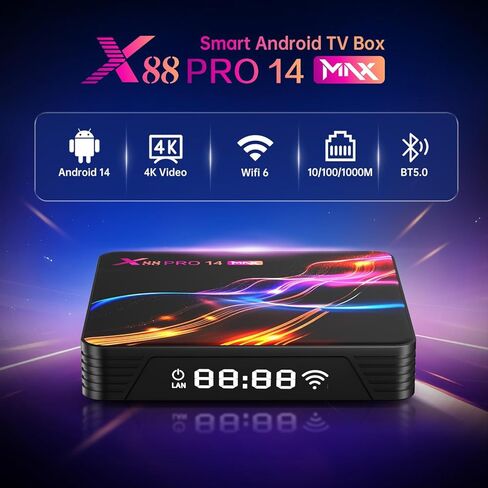 Android Box 14.0, 4GB RAM 32GB ROM Quad-Core 64bit Cortex-A53 RK3528, 4K 8K Support 2.4G/5.0GHz Dual WiFi 10/100M Ethernet BT 5.0 USB 2.0 3.0,Android TV Box in Kuwait