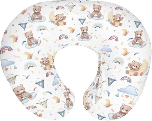 Watercolor Bear Rainbow Blue Baby Nursing Pillow Covers for Boy Cute Bears Moon Stars Clouds Nursing Slipcovers for Breastfeeding Pillows Pastel Animal Soft Stretchy Covers for Newborn Infant in Saudi Arabia